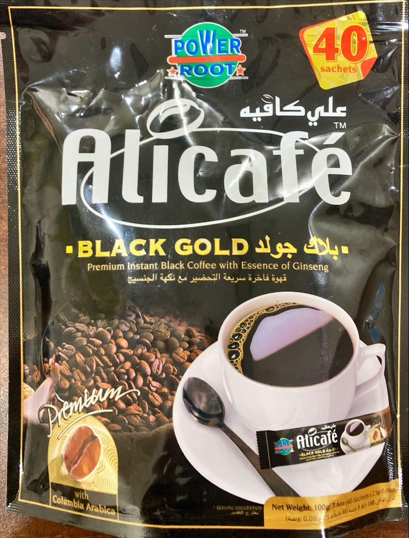 Alicafe Gold Instant No Sugar Black Coffee -40 Sachets 100 Gram - Image 1