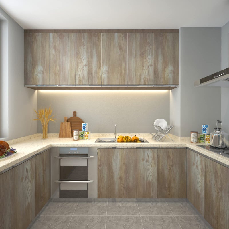 MelunMer Wood Peel and Stick Wallpaper Faux Wood Grain Contact Paper for Cabinets Kitchen Contact Paper Countertop Self-Adhesive Removable Wallpaper Oak Vintage Wooden Panel Interior Decorative 15.7”×197” - Image 5