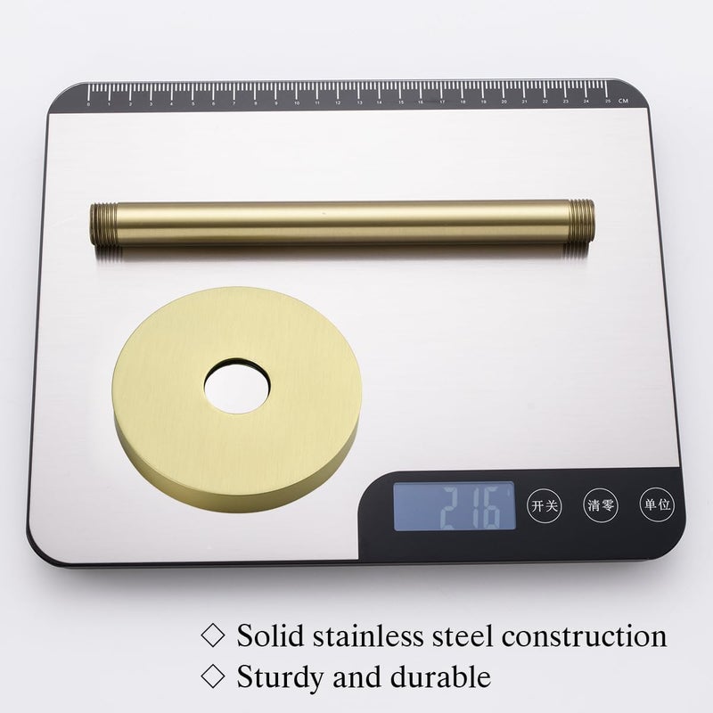 Random Shower Arm with Flange,Gold 8 Inches Ceiling Mount Shower Head Extension Arm Straight Arm Ceiling-Mounted For Fixed Shower Head,Brushed Gold.RD-91038-8BG - Image 5