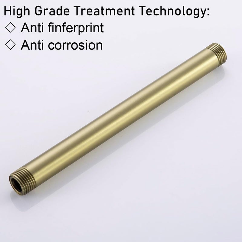 Random Shower Arm with Flange,Gold 8 Inches Ceiling Mount Shower Head Extension Arm Straight Arm Ceiling-Mounted For Fixed Shower Head,Brushed Gold.RD-91038-8BG - Image 3