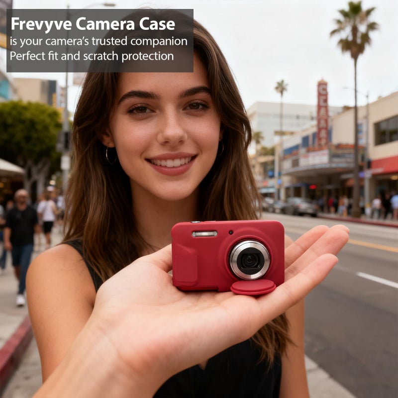 Frevyve Case for Kodak PIXPRO FZ55 Digital Camera Accessories, Soft Silicone Protective Case, Slim Fit Sleeve with Removable Lens Cover and Screen Protector, Lightweight, Anti-Scratch (Dark Red) - Image 4