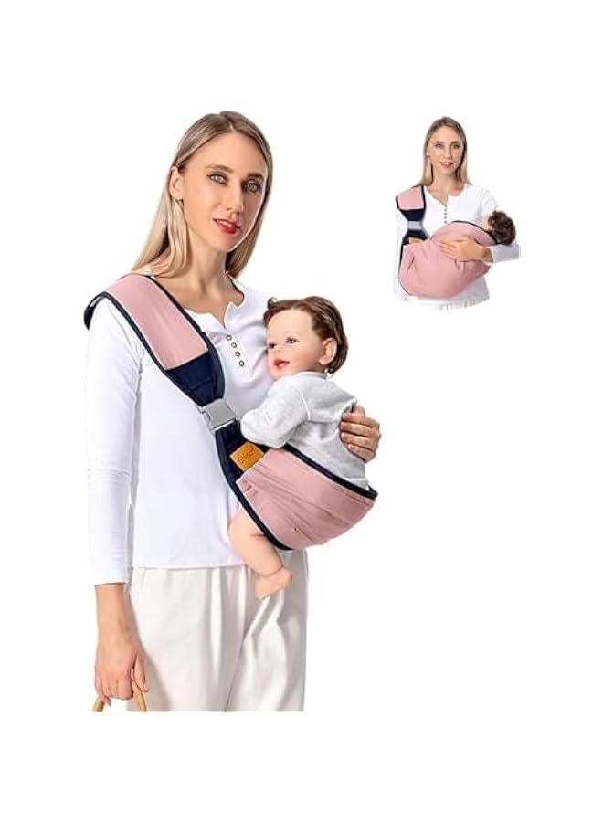 HOOKOR Durku Baby Sling Carrier Newborn to Toddler, Lightweight Baby Carrier Sling, Baby Wrap Sling, Baby Hip Seat Carrier for Toddler Sling, Baby Holder Carrier, Nursing Sling, Carrying 7-45 lbs (Pink) - Image 1