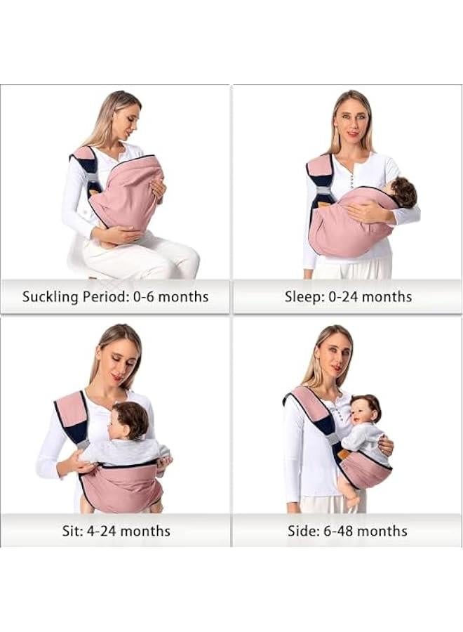 HOOKOR Durku Baby Sling Carrier Newborn to Toddler, Lightweight Baby Carrier Sling, Baby Wrap Sling, Baby Hip Seat Carrier for Toddler Sling, Baby Holder Carrier, Nursing Sling, Carrying 7-45 lbs (Pink) - Image 2