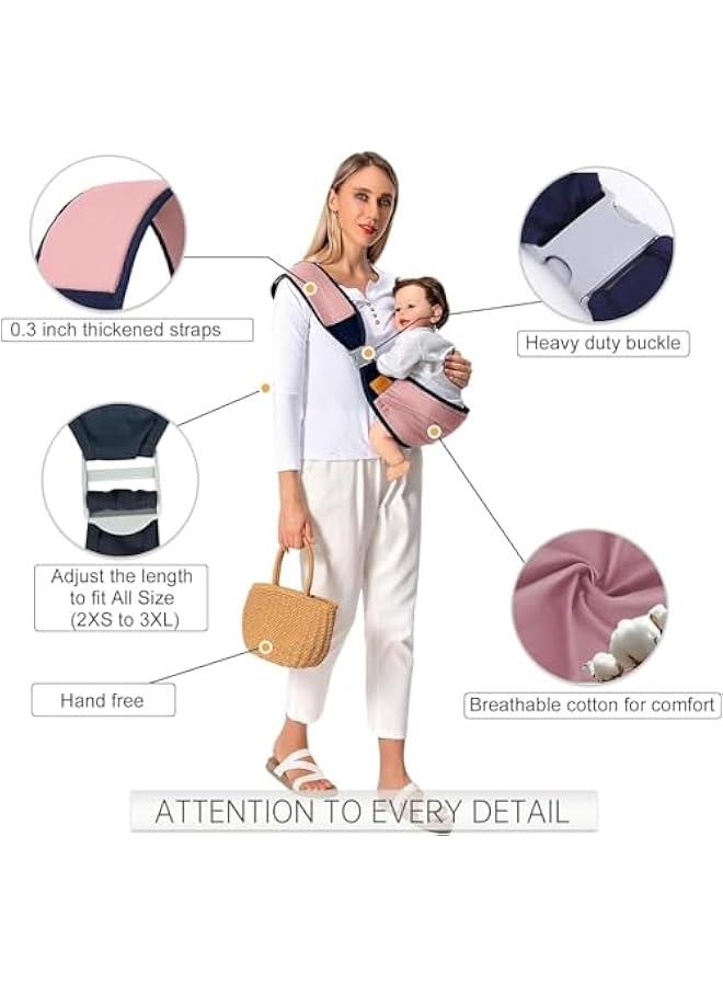 HOOKOR Durku Baby Sling Carrier Newborn to Toddler, Lightweight Baby Carrier Sling, Baby Wrap Sling, Baby Hip Seat Carrier for Toddler Sling, Baby Holder Carrier, Nursing Sling, Carrying 7-45 lbs (Pink) - Image 3