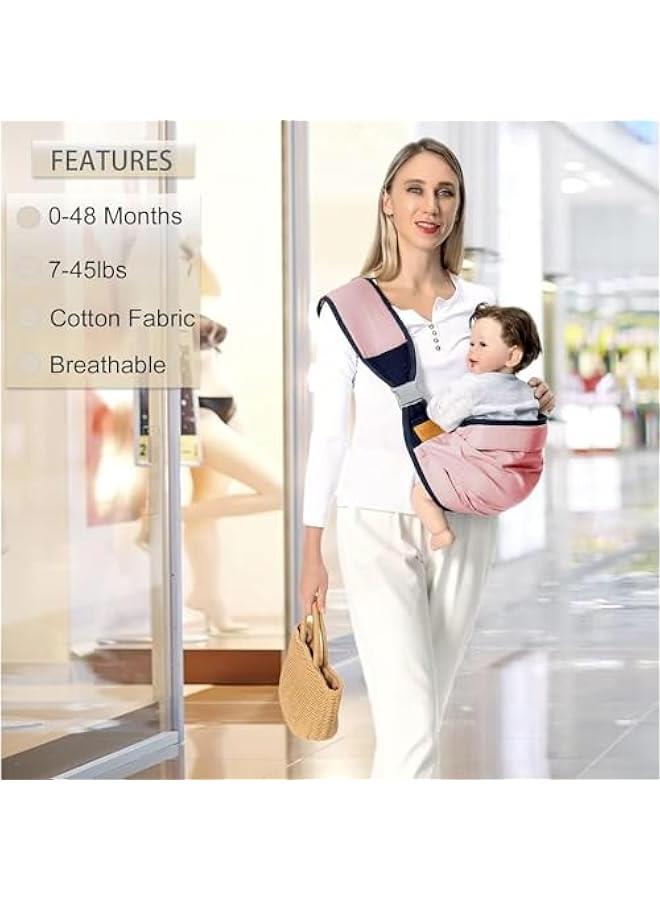 HOOKOR Durku Baby Sling Carrier Newborn to Toddler, Lightweight Baby Carrier Sling, Baby Wrap Sling, Baby Hip Seat Carrier for Toddler Sling, Baby Holder Carrier, Nursing Sling, Carrying 7-45 lbs (Pink) - Image 4