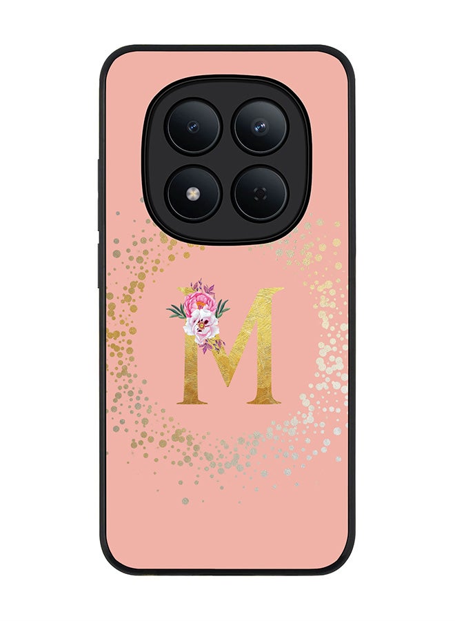 For Xiaomi Redmi Note 15 Pro 5G Case,Slim fit Camera Protection, Shockproof Thin Phone cover  - Custom Monogram Floral - M  (Rose Pink )