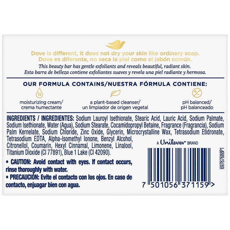 Dove Soap, Gentle Exfoliating Beauty Bar 3-Pack - 3-in-1 Moisturizing Face, Body & Hand Soap, 4.75 Oz Ea - Image 2