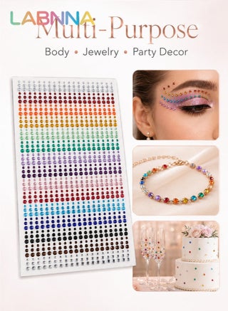 900 PCS Self Adhesive Rhinestone Stickers, Gem Sticker for Face, Hair, Craft, Clothes, Shoes, DIY, 3 mm to 5 mm Multicolored Diamond Stickers for Body Art Face Nail Makeup - view 2