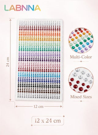 900 PCS Self Adhesive Rhinestone Stickers, Gem Sticker for Face, Hair, Craft, Clothes, Shoes, DIY, 3 mm to 5 mm Multicolored Diamond Stickers for Body Art Face Nail Makeup - view 5