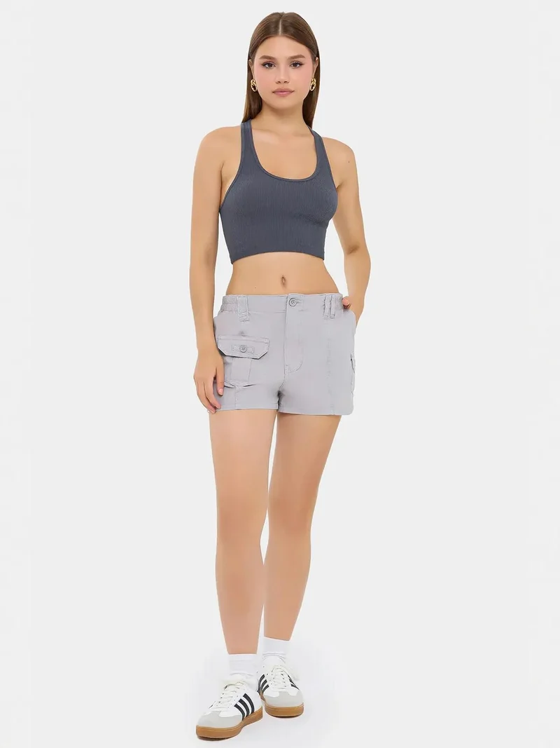 HICCUP Ribbed Halter-Neck Cropped Top