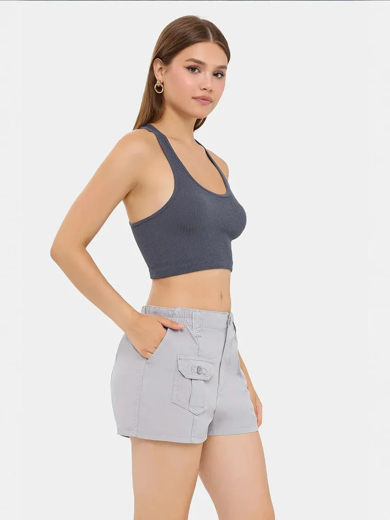HICCUP Ribbed Halter-Neck Cropped Top