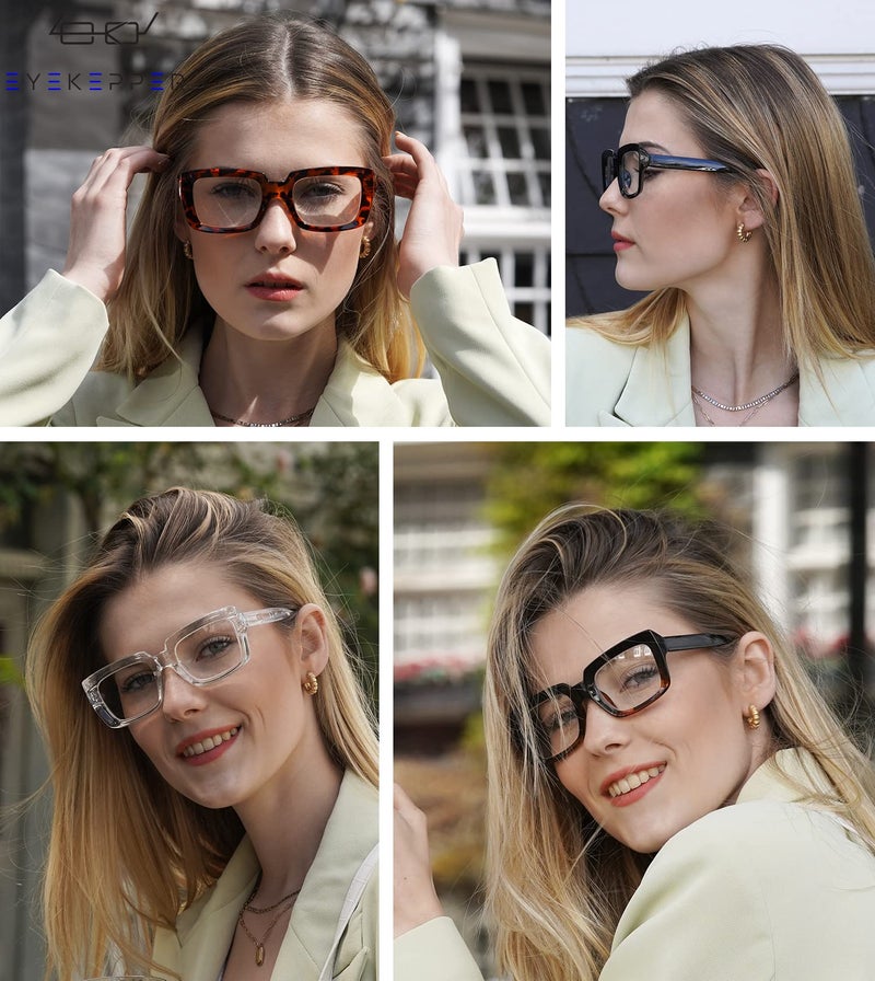 Eyekepper نظارات قراءة للسيدات من إيكببر - 4 عبوات - نظارات مربعة عصرية كبيرة للسيدات - Image 2