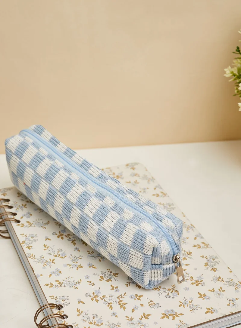 Pink Cactus Blue Check Pencil Case