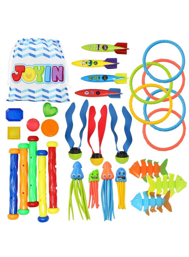 JOYIN JOYIN 30 Pcs Diving Pool Toys for Kids Ages 3-12 Jumbo Set with Storage Bag Pool Games Summer Swim Water FishToys - Image 1