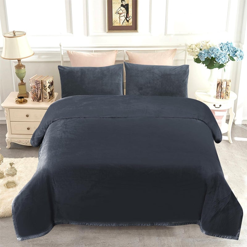 JYK Korean Faux Mink Fleece Blanket King Size 4.4 LB, 1 Ply Extra Soft,Lightweight Breathable Pluss Fuzzy Cozy King Blanket for Couch Sofa Bed Camping Room Décor, 87x95 Inches, Dark Grey - Image 2