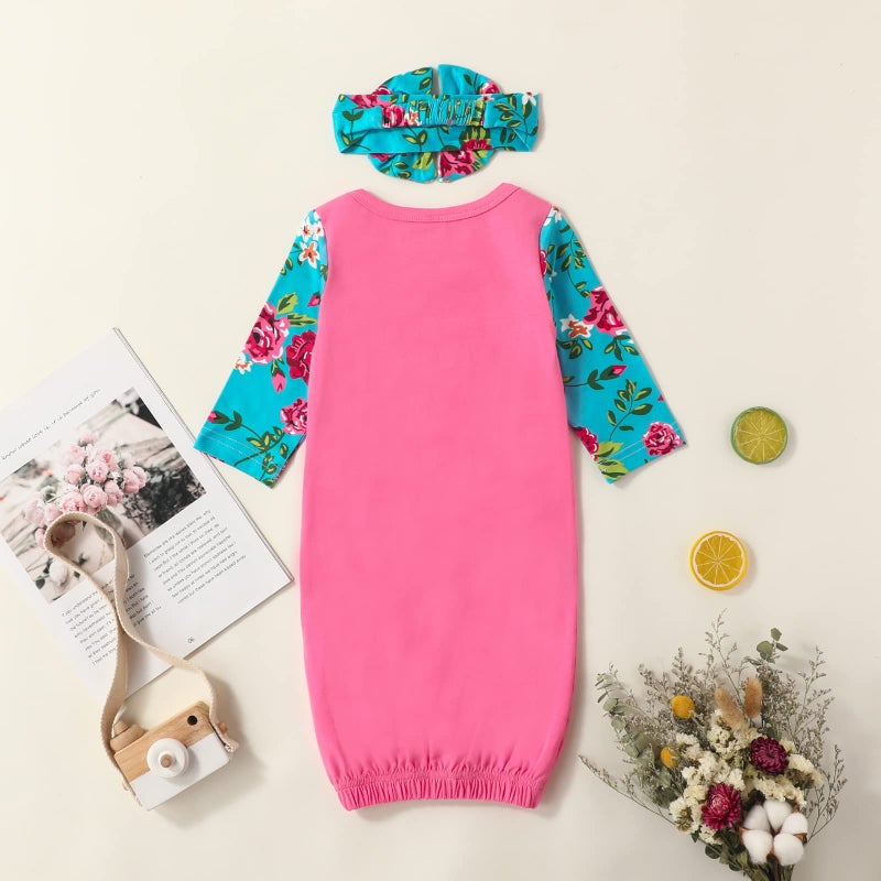 AMAWMW Newborn Baby Girl Little Sister Sleeper Gown Stripe Long Sleeve Nightgown Pajamas Gifts Stuff Essential Outfit - Image 3