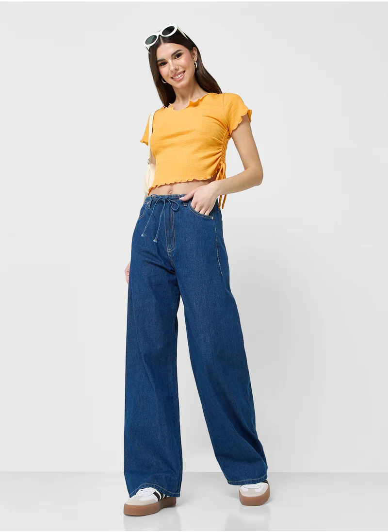 Ginger Mid Rise Wide Leg Jeans