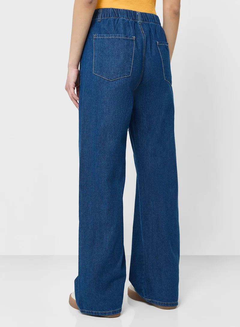 Ginger Mid Rise Wide Leg Jeans