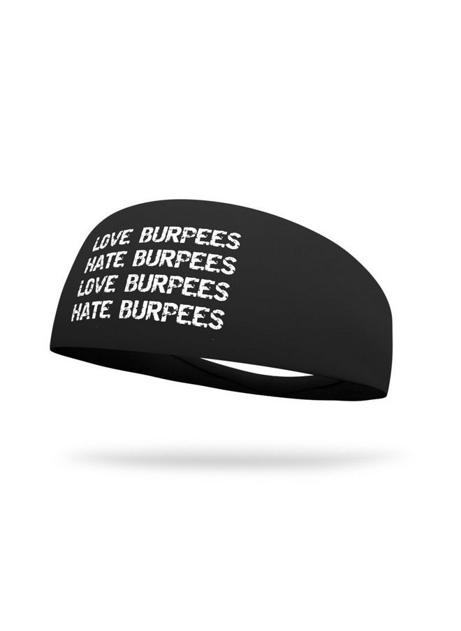 Bondi Band Bondi Band "I Love Burpees I Hate Burpees" Moisture Wicking 4" Headband, One Size, Black  - Image 1