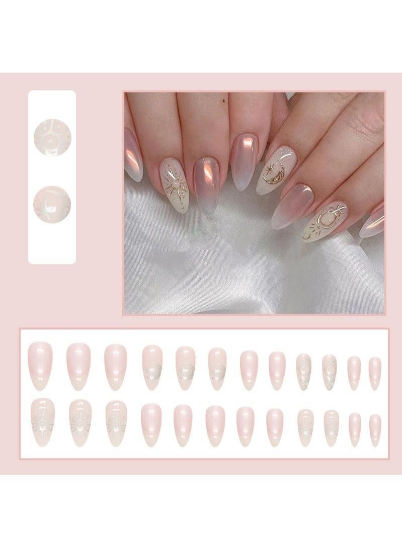 24Pcs Aurora Galaxy Almond Nails Fake Nails - Image 4