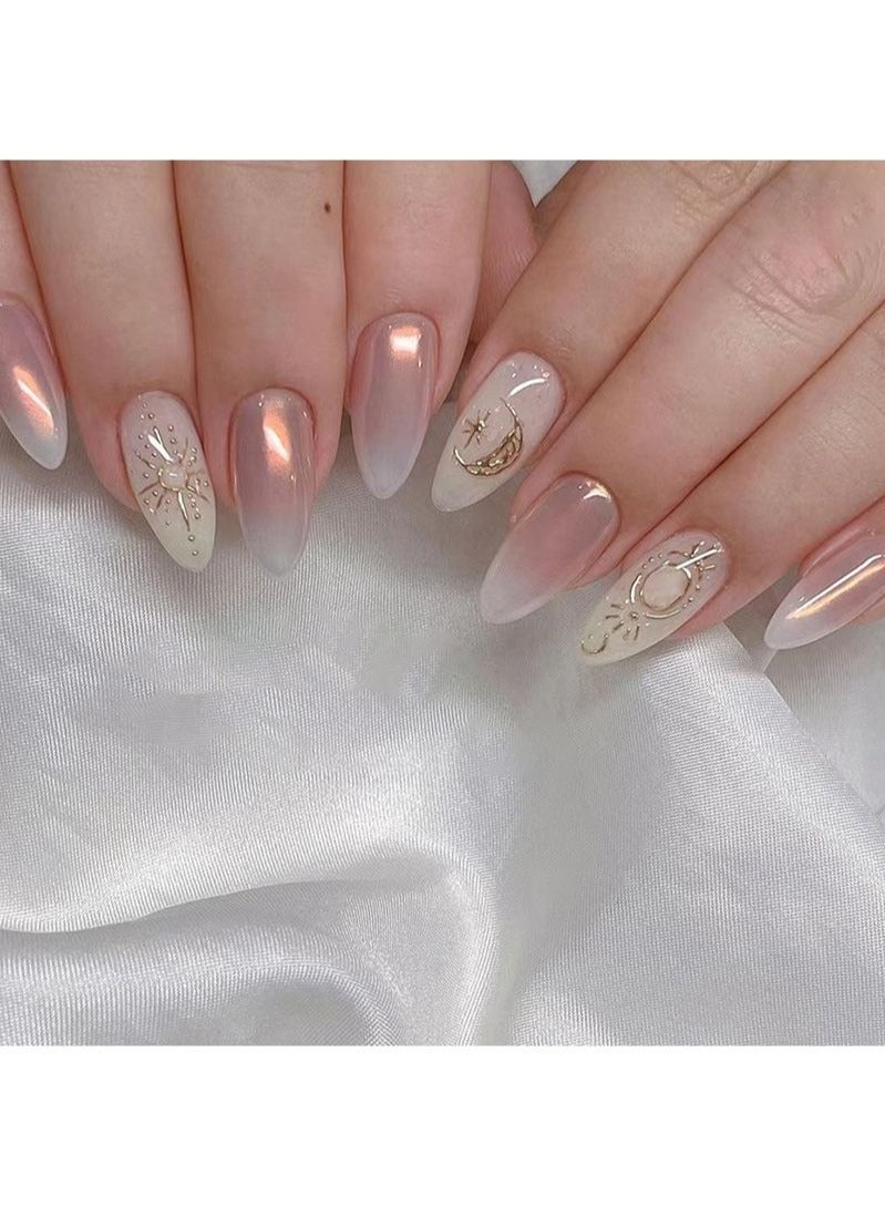 24Pcs Aurora Galaxy Almond Nails Fake Nails - Image 1