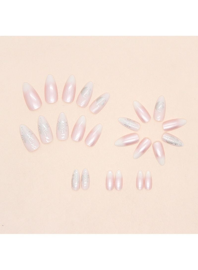 24Pcs Aurora Galaxy Almond Nails Fake Nails - Image 2