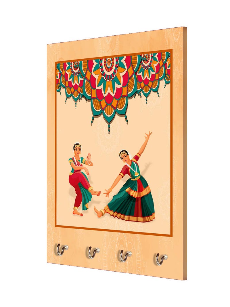 999STORE 999STORE wall hangers decorative holder wall mount hanger organizer Indian Dancing Lady key stand for wall MDF_75X12 Inch_Multi KeyholderP049  - Image 3
