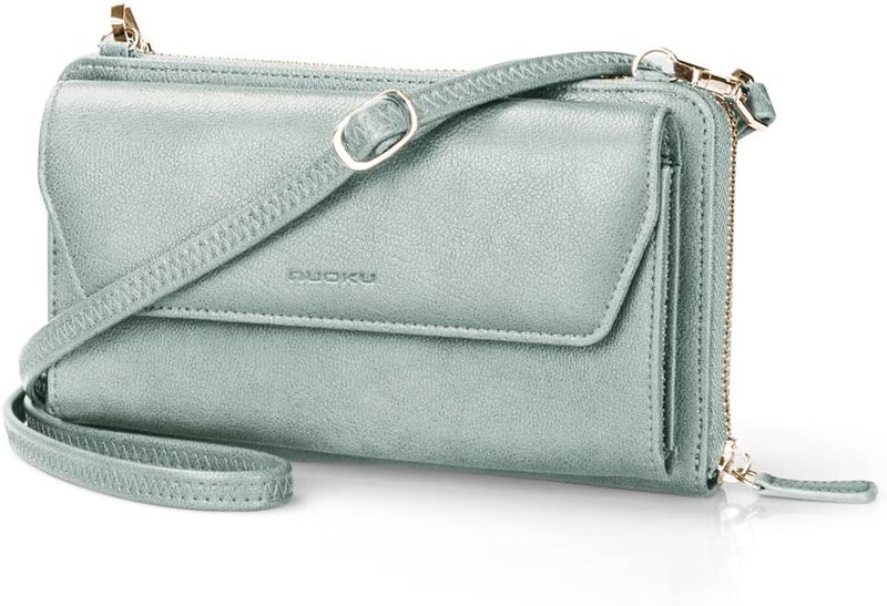 Nuoku Womens RFID Wallet Purse Wristlet Crossbody Clutch with Zip Around 2 Strap - Image 1