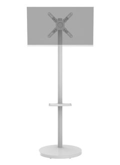FlashHawk Mobile Floor Monitor Stand with Metal Tray for 14-40 Inch Screens,Tilt Swivel Rotate Mobile Computer Screen Mount for Home Office,VESA 200x200mm,Bearing 12KG White  - Image 1