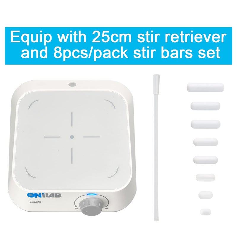 ONiLAB Magnetic Stirrer with 8PCS stir bar Set and stir bar Retriever, Magnetic Mixer Max Stirring Capacity 3000ml(No Heating) - Image 2