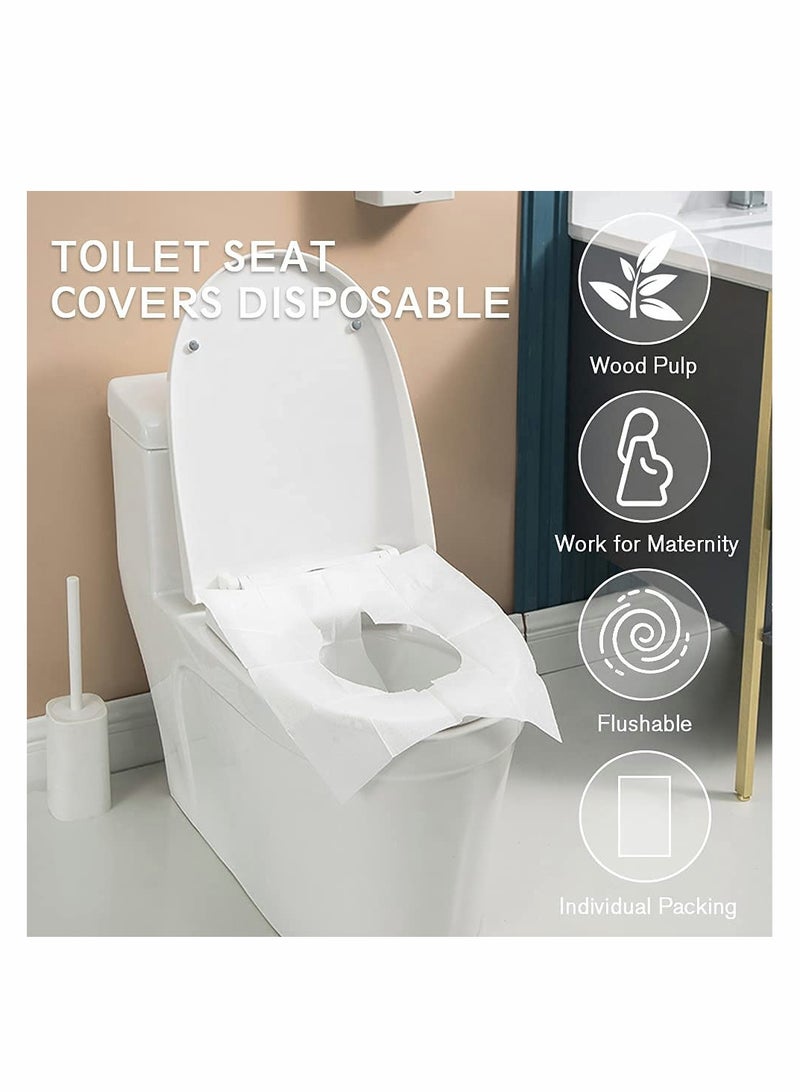 Excefore Toilet Seat Covers Disposable, 50-Count Flushable Paper Travel Toilet Seat Covers, Great Biodegrable Accessories for Public Restrooms, Airplane, Camping  - Image 2