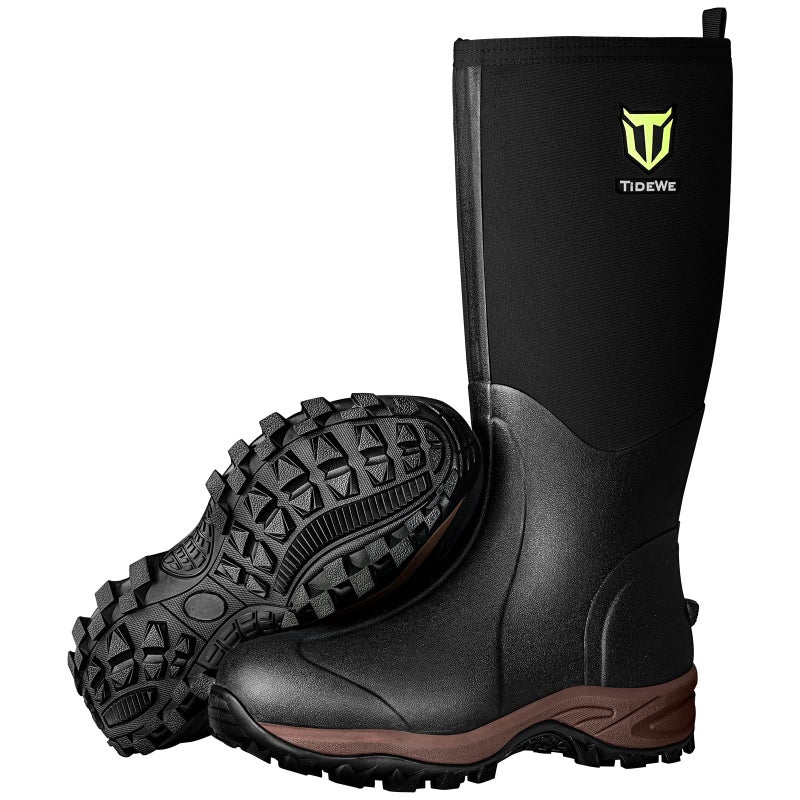 TIDEWE Rubber Neoprene Boots Men And Women, Waterproof Sturdy 6mm Neoprene Boot, Rain Boot Hunting Boot Arctic Outdoor Boot Men Size 12 Black - Image 1