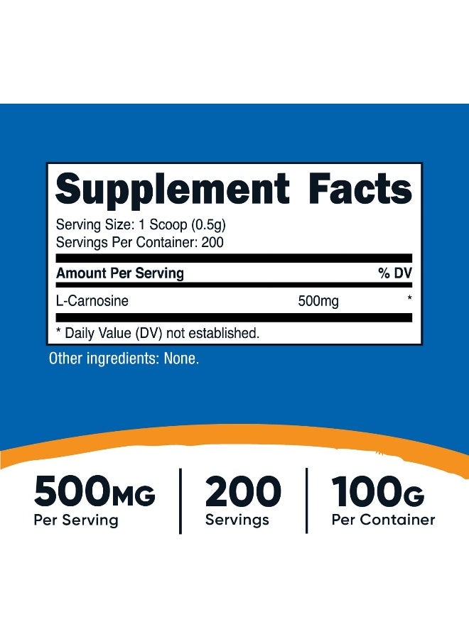 Nutricost L-Carnosine Powder 100 Grams (200 Servings) - Non-Gmo - Image 2