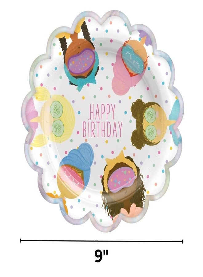 Amscan Multicolor Spa Party Scallop Plates (9") Pack of 8 - Perfect for Kids Parties & Celebrations - Image 3