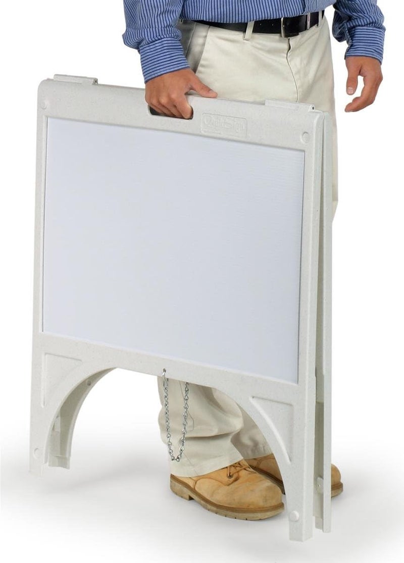 Displays2go Quik Sign 24 x 18 Sandwich Board White Plastic AFrame Sign Holder Double Sided Curb Sign for Outdoor Use - Image 3