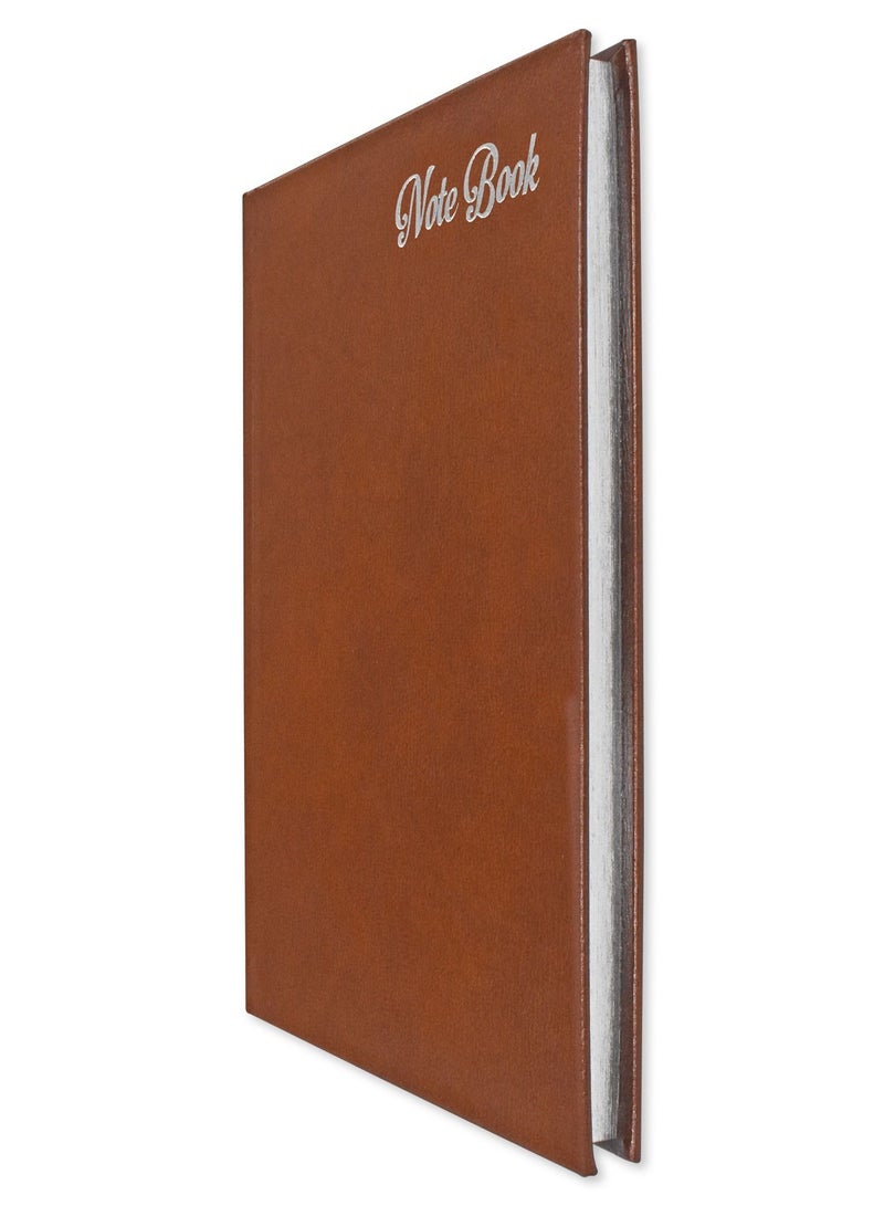 FIS دفتر ملاحظات FIS مصنوع من الجلد، مقاس A5، ورق أبيض أوفست، 70 جرامًا في المتر المربع، 196 صفحة، مقاس 8 مم، غطاء صلب، حواف فضية مذهبة، اللون بني - FSNBHCA5GWHBLBR - Image 3