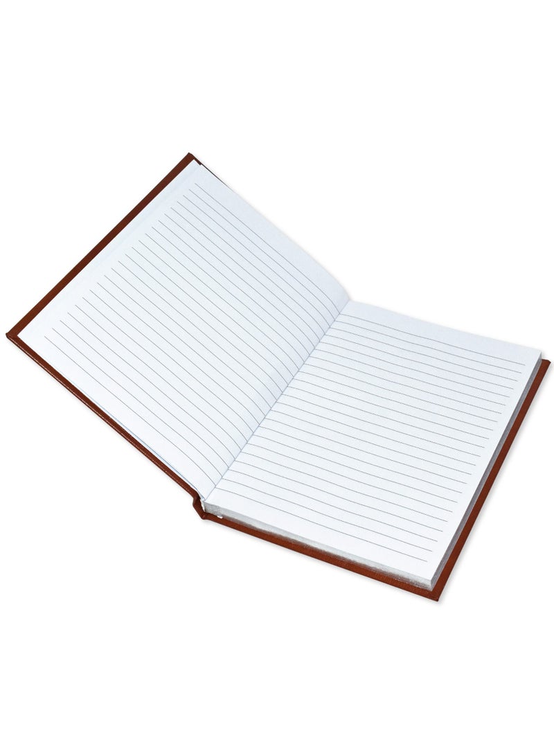 FIS دفتر ملاحظات FIS مصنوع من الجلد، مقاس A5، ورق أبيض أوفست، 70 جرامًا في المتر المربع، 196 صفحة، مقاس 8 مم، غطاء صلب، حواف فضية مذهبة، اللون بني - FSNBHCA5GWHBLBR - Image 2