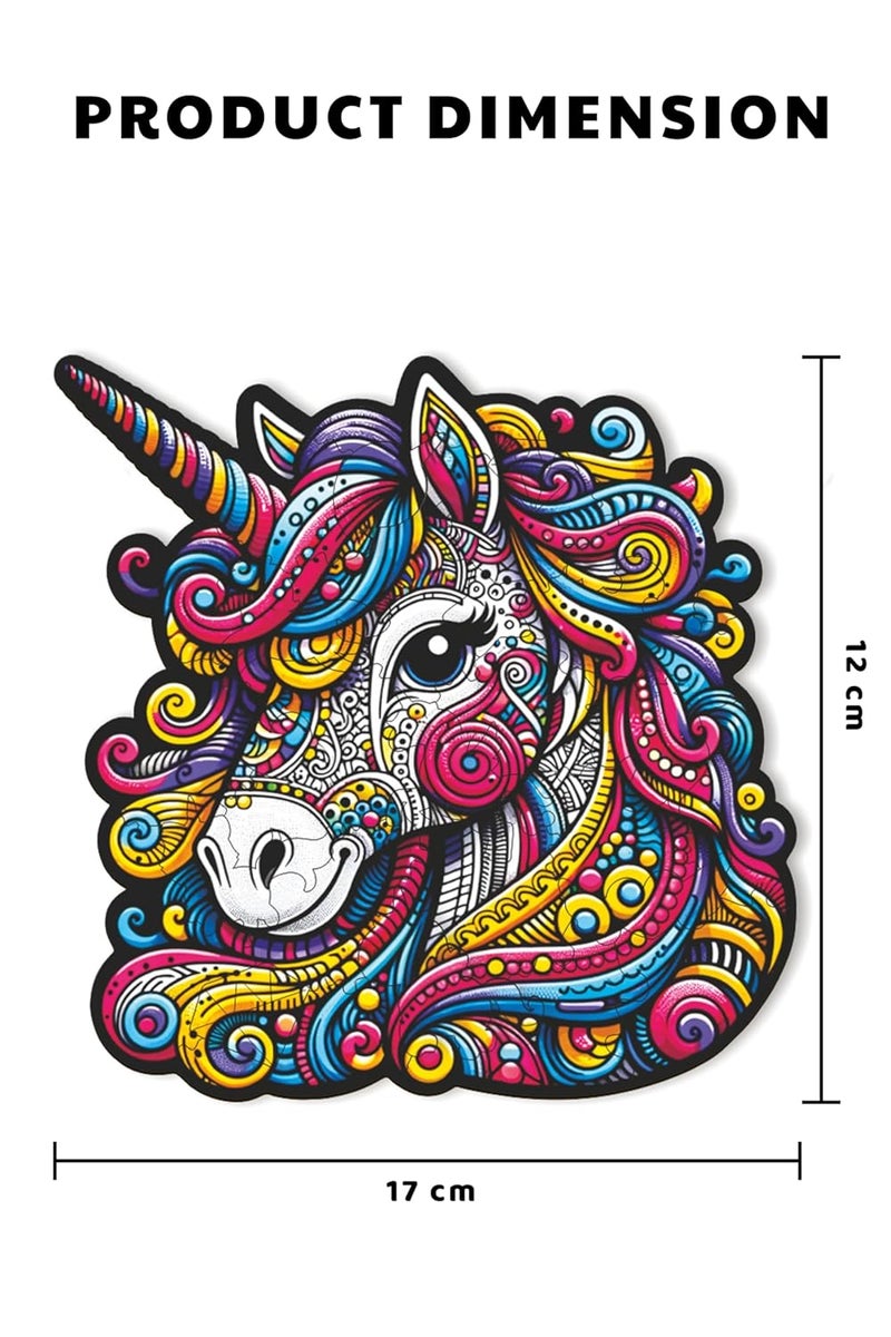 Webby Majestic Unicorn Jigsaw Puzzle | Travel Game | Zentangle Art Design Wooden Puzzle Toy for Kids and Adults (24 Pieces) - Image 4