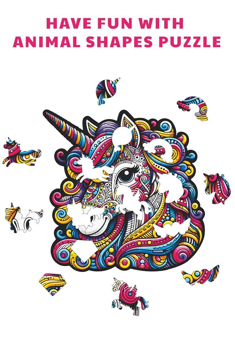 Webby Majestic Unicorn Jigsaw Puzzle | Travel Game | Zentangle Art Design Wooden Puzzle Toy for Kids and Adults (24 Pieces) - Image 5
