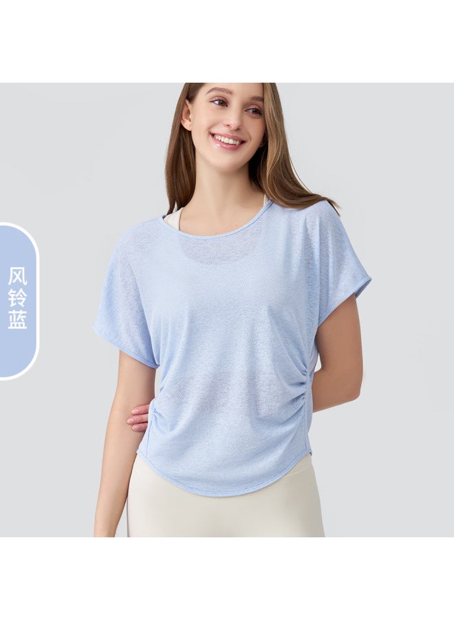 New Style Loose Bamboo Yarn Sports Top For Women, Casual Breathable Quick-dry Fitness Short-sleeve Versatile Beautiful Back Yoga Cover-up