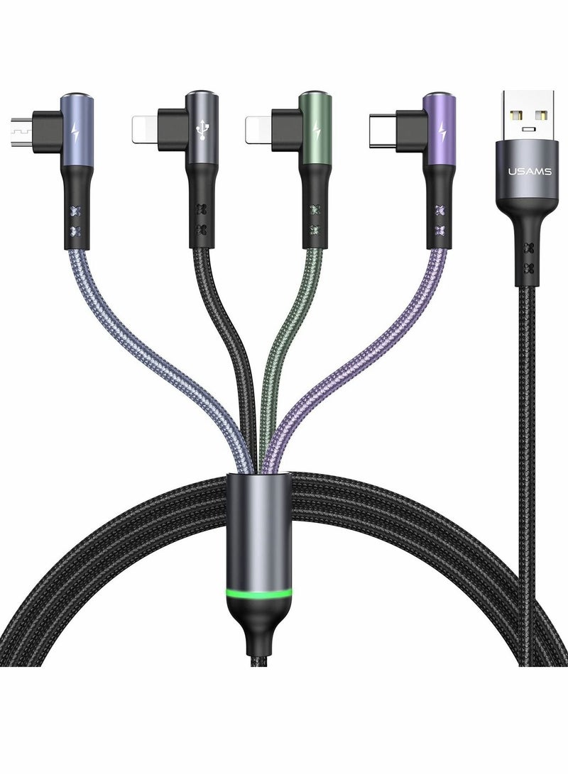 Captaintech Multi Charging Cable, Multi USB Cable Nylon Braided Universal 4 in 1 Multiple USB Cable Fast Charging Cord Adapter with Type-C, USB Port Connectors Compatible with Most Mobile Phones - Image 1