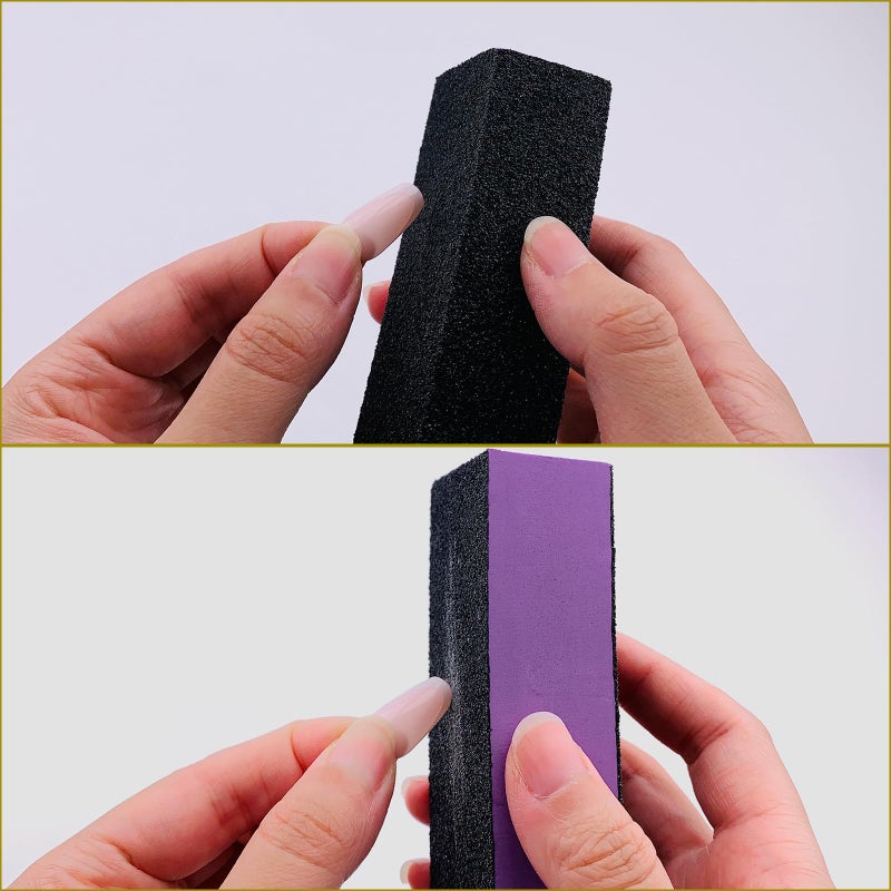 HeeYaa 10 Pcs Nail Buffer Sanding Block Polisher Buffing File 100/180 Grit 3 Sides Nail Files Art Pedicure Manicure File(Black Purple) - Image 4