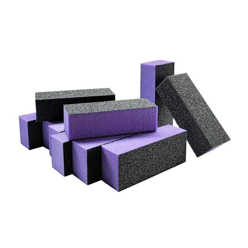 HeeYaa 10 Pcs Nail Buffer Sanding Block Polisher Buffing File 100/180 Grit 3 Sides Nail Files Art Pedicure Manicure File(Black Purple) - Image 5