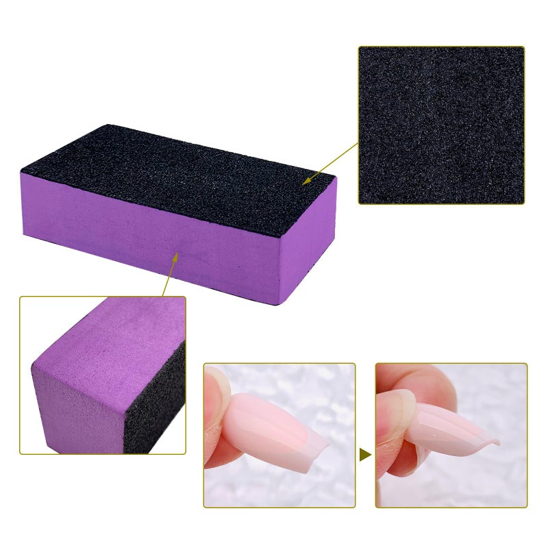 HeeYaa 10 Pcs Nail Buffer Sanding Block Polisher Buffing File 100/180 Grit 3 Sides Nail Files Art Pedicure Manicure File(Black Purple) - Image 3
