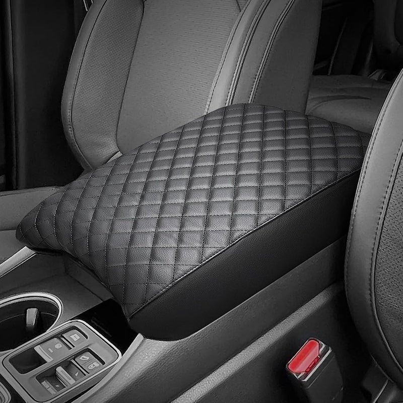 JOYTUTUS Center Console Cover Compatible with 2023 2024 2025 Pilot & 2024 Passport Ridgeline, Car Armrest Cover Console Pad Cushion, Black Leather Center Console Armrest Cover lid Middle Console Cover - Image 1