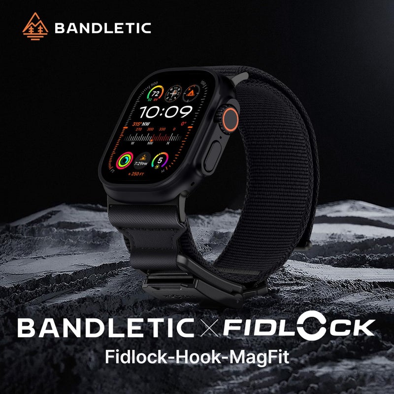 Bandletic حزام بندليتيك متوافق مع ساعة آبل ألترا 2 / ألترا 3 للرجال، حزام رياضي من النايلون المضفر العريض مع مشبك مغناطيسي فيدلوك لساعة آي ووتش 49 مم، السلسلة 11/10 46 مم، 9/8/7 45 مم، SE/6/5/4 44 مم - Image 2