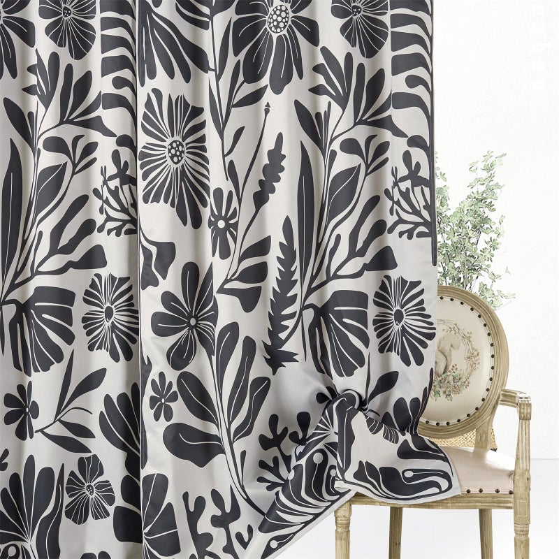 RoomTalks Vintage Floral Blackout Window Curtains for Bedroom Living Room 84 Inches Length 2 Panels, Retro Black Botanical Boho Abstract Art Curtain Panels Cute Funky Aesthetic Window Drapes - Image 2