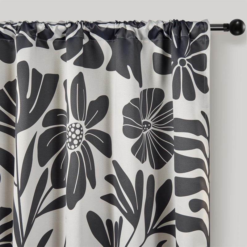 RoomTalks Vintage Floral Blackout Window Curtains for Bedroom Living Room 84 Inches Length 2 Panels, Retro Black Botanical Boho Abstract Art Curtain Panels Cute Funky Aesthetic Window Drapes - Image 4