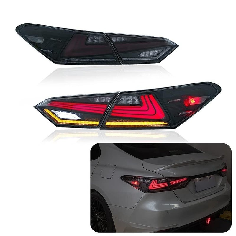 inginuity time LED Tail Lights For Toyota Camry 2018 2019 2020 2021 2022 Clear Rear Lamps Animation DRL Brake Turn Signal Assembly Clear Lens Clear