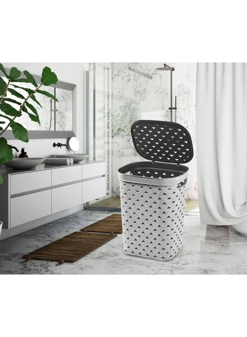 AKSA 50-liter plastic laundry basket with lid